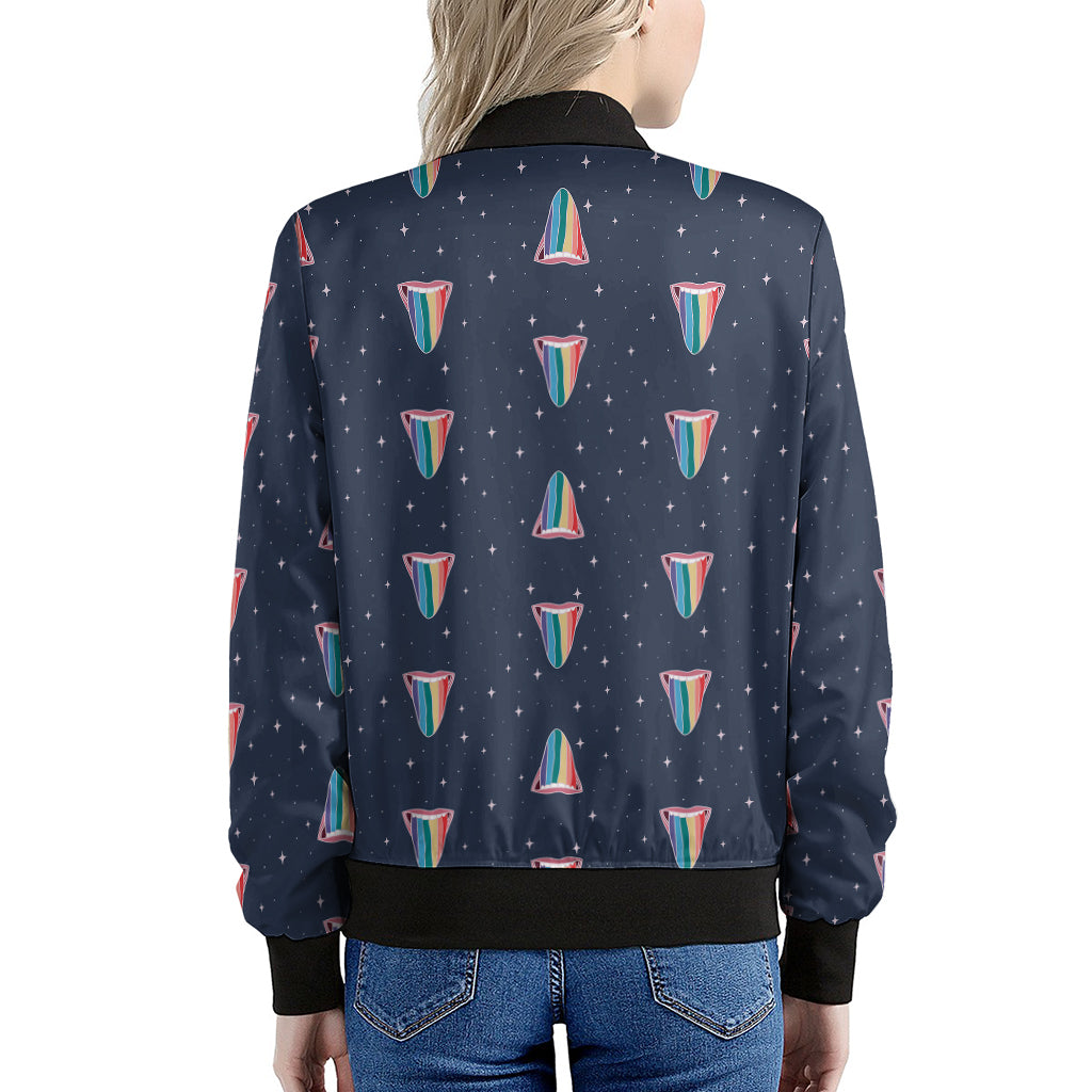 Gay Pride Tongue Pattern Print Women's Bomber Jacket