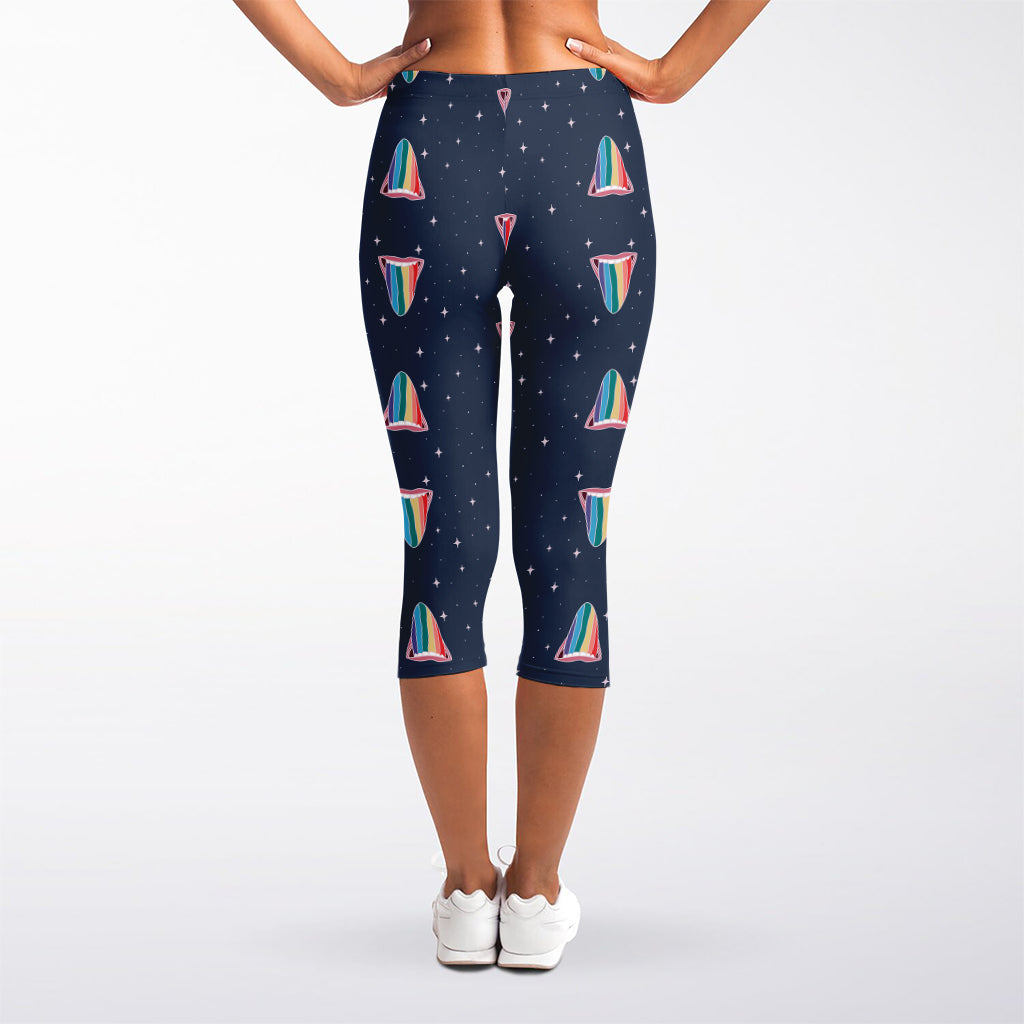 Gay Pride Tongue Pattern Print Women's Capri Leggings