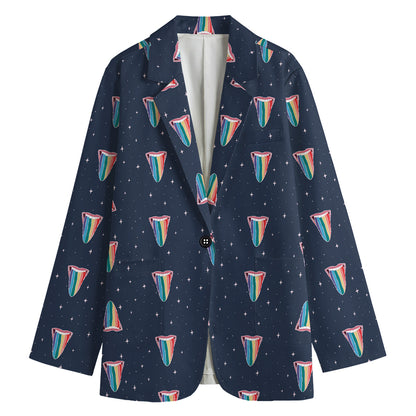 Gay Pride Tongue Pattern Print Women's Cotton Blazer