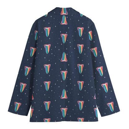 Gay Pride Tongue Pattern Print Women's Cotton Blazer