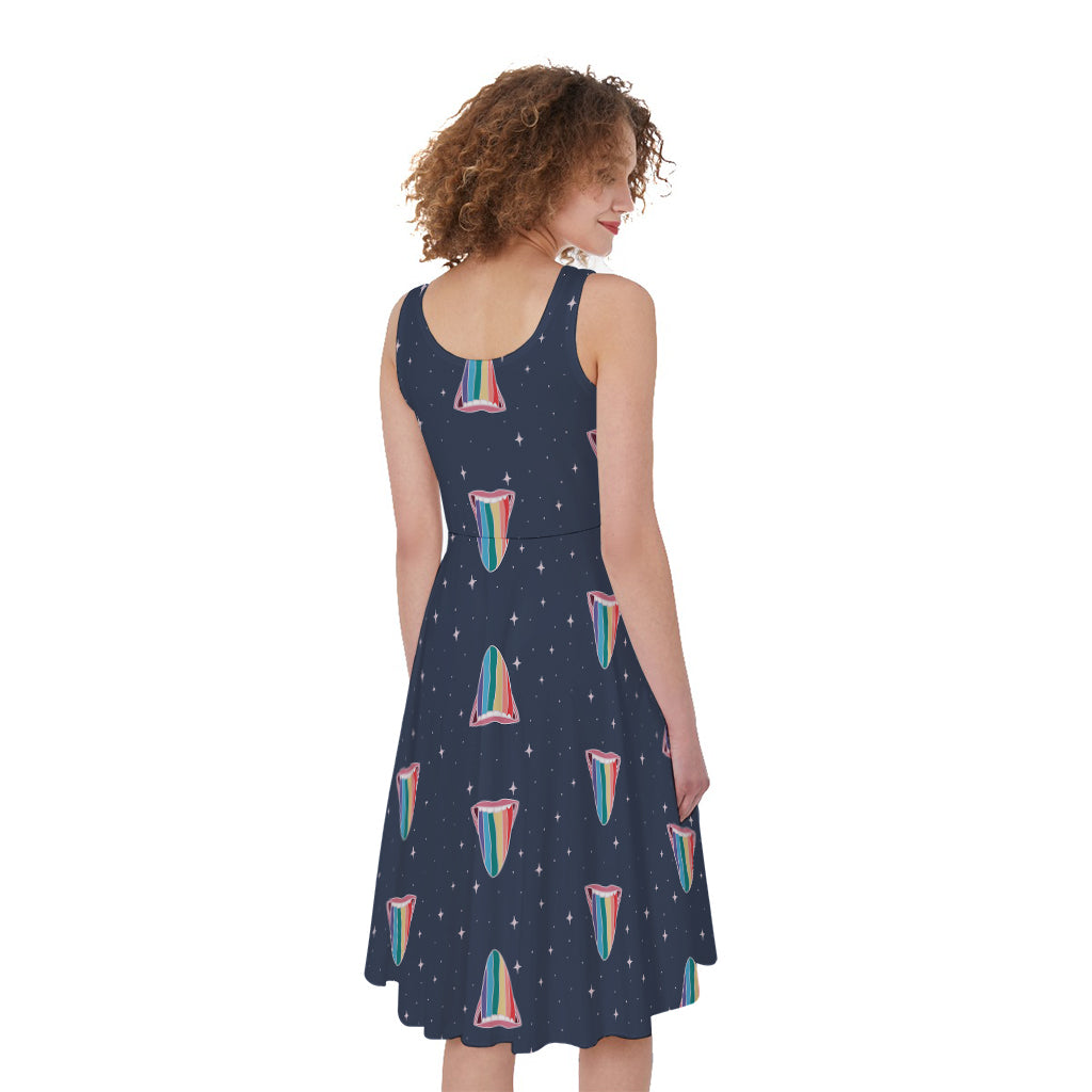 Gay Pride Tongue Pattern Print Women's Sleeveless Dress
