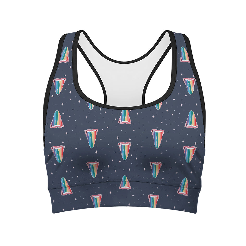Gay Pride Tongue Pattern Print Women's Sports Bra