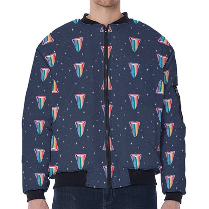 Gay Pride Tongue Pattern Print Zip Sleeve Bomber Jacket