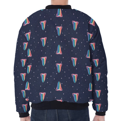 Gay Pride Tongue Pattern Print Zip Sleeve Bomber Jacket