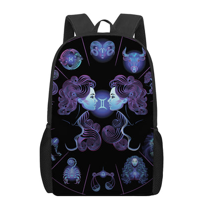 Gemini And Astrological Signs Print 17 Inch Backpack