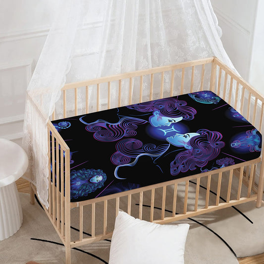 Gemini And Astrological Signs Print Baby Crib Sheet