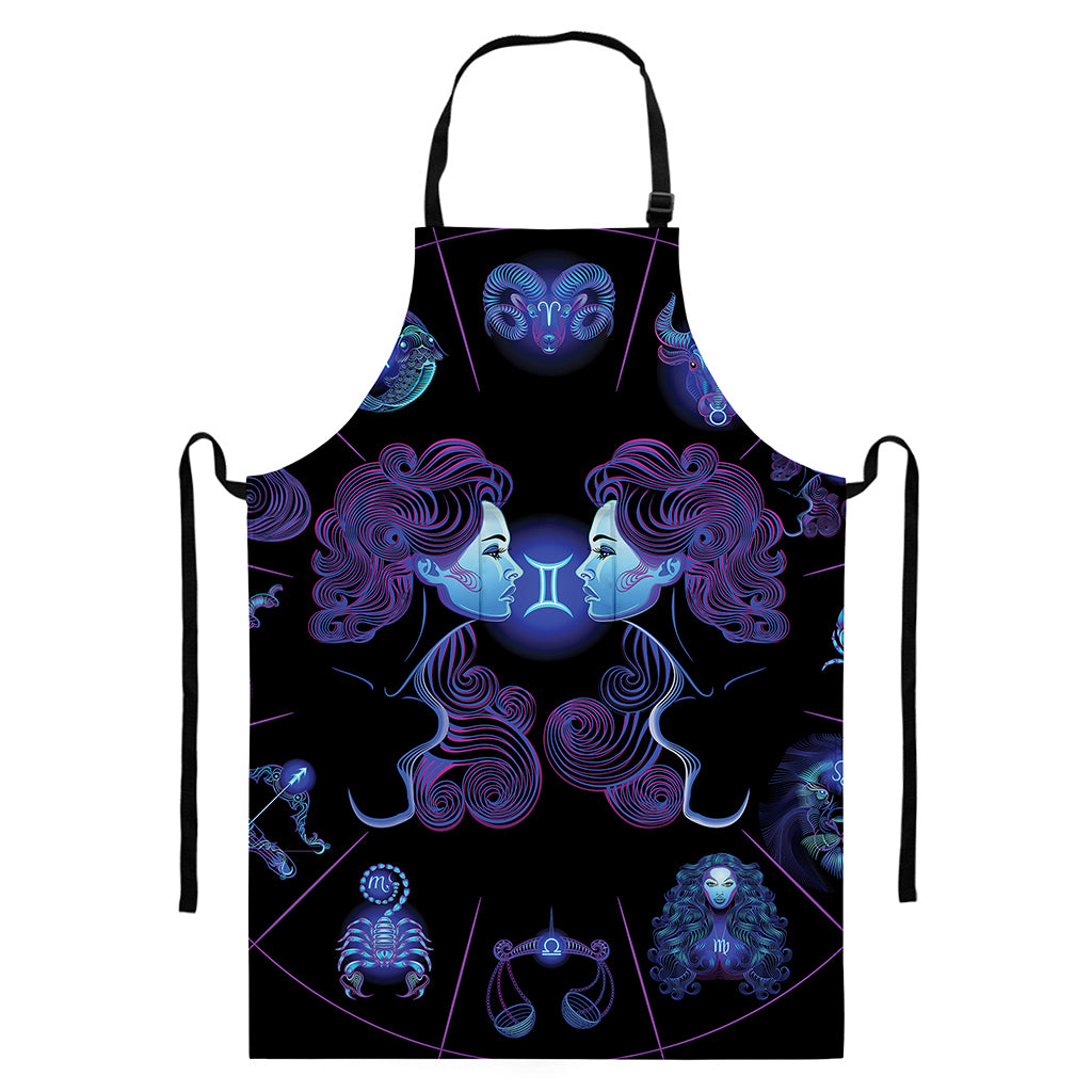 Gemini And Astrological Signs Print Bib Apron With Pocket