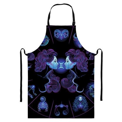 Gemini And Astrological Signs Print Bib Apron With Pocket