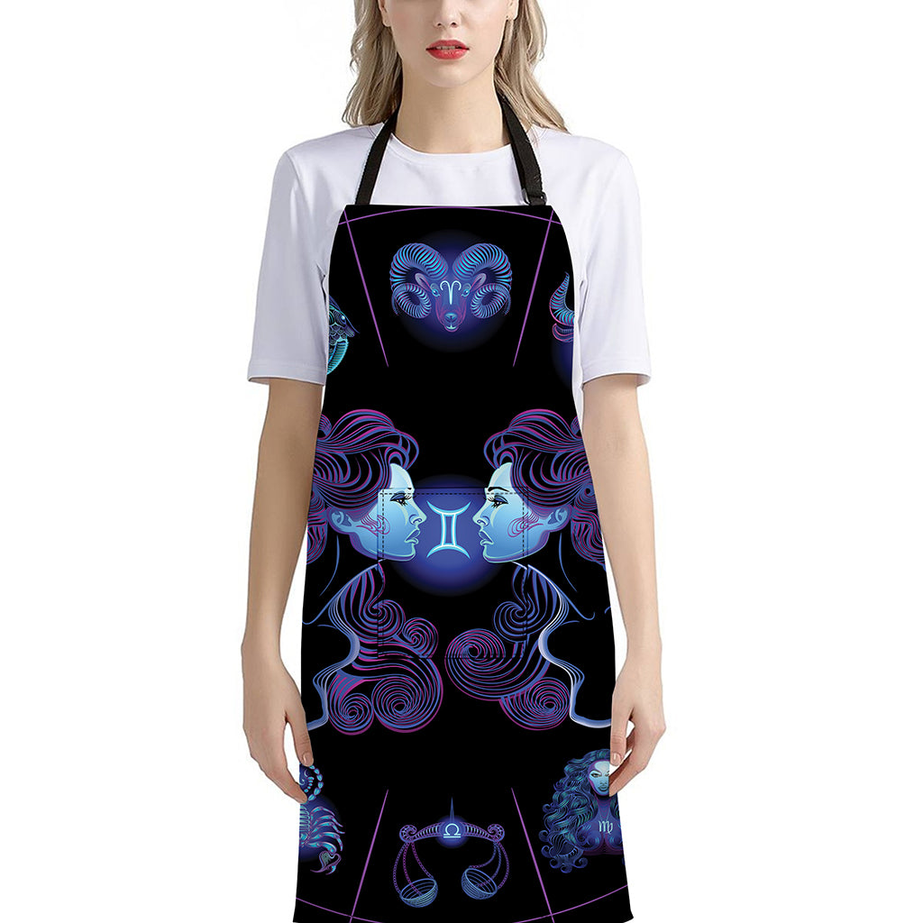 Gemini And Astrological Signs Print Bib Apron With Pocket
