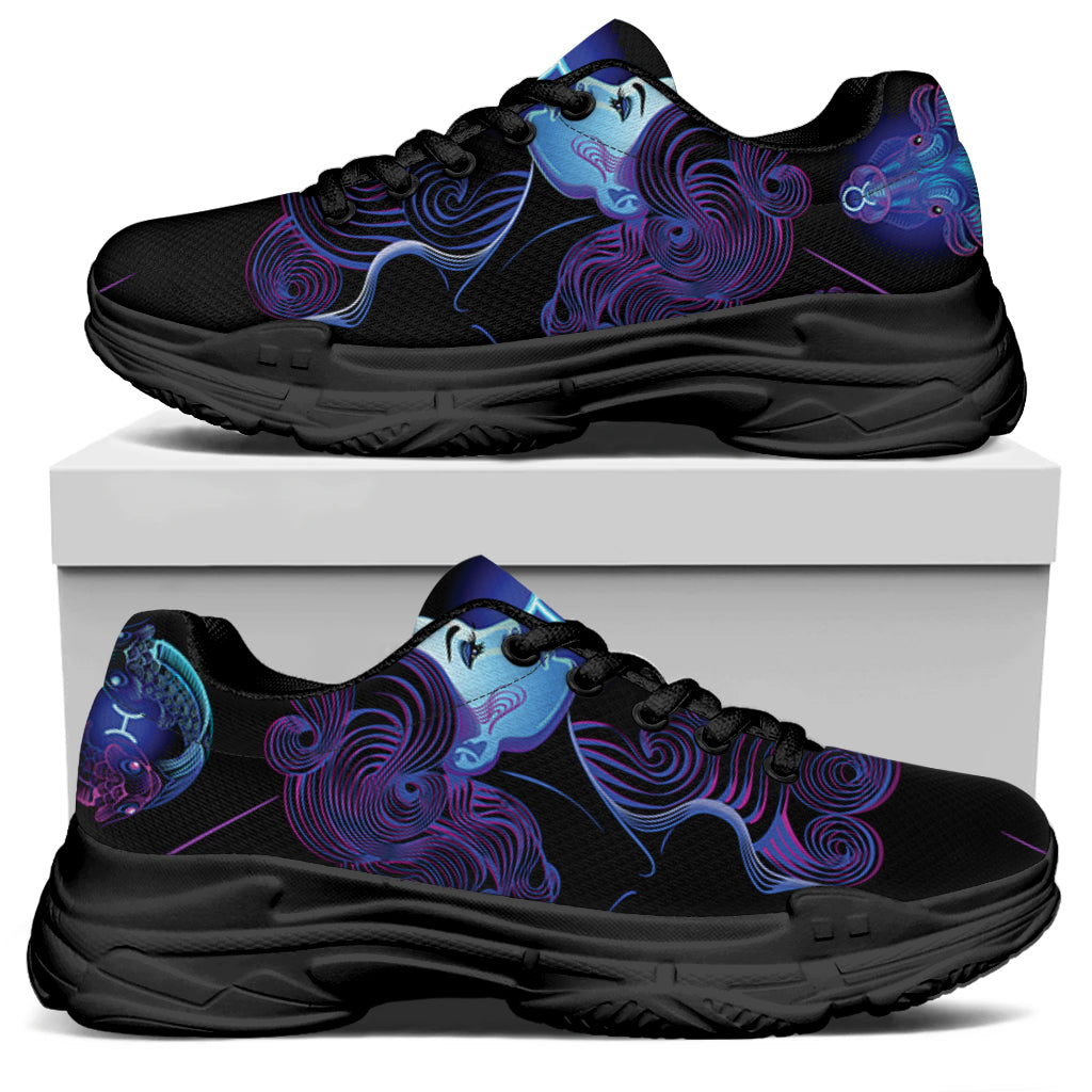 Gemini And Astrological Signs Print Black Chunky Shoes