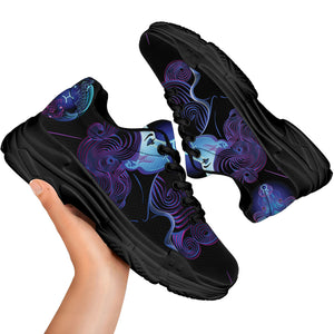 Gemini And Astrological Signs Print Black Chunky Shoes