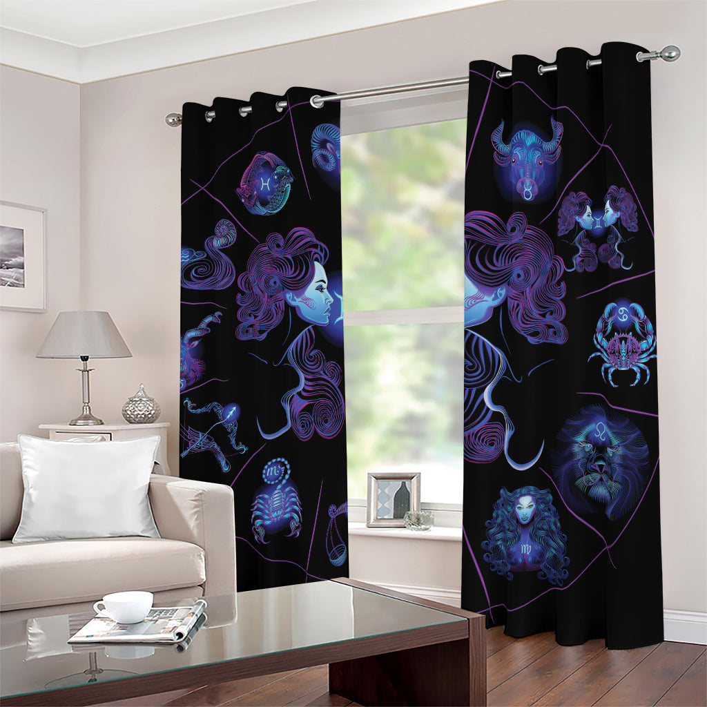 Gemini And Astrological Signs Print Blackout Grommet Curtains