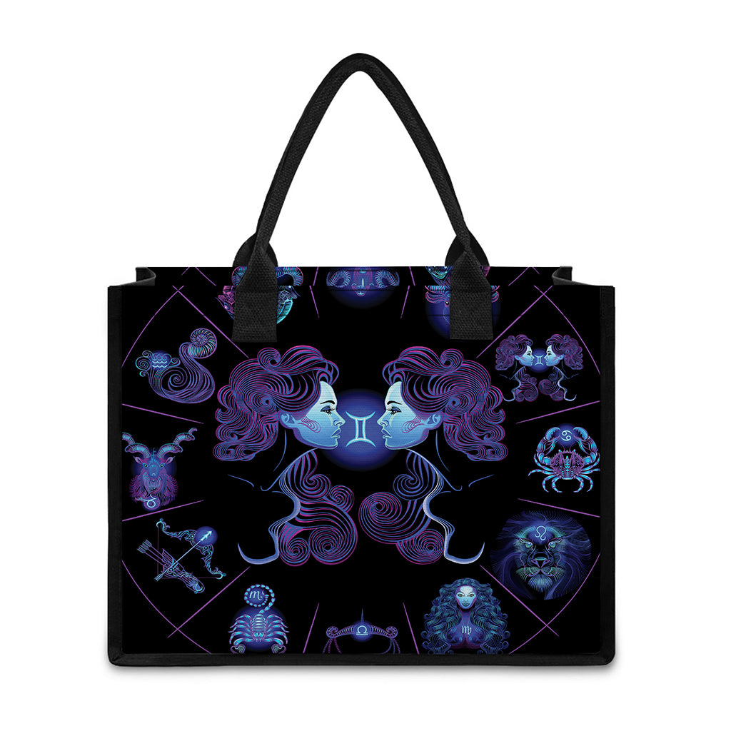 Gemini And Astrological Signs Print Canvas Tote Bag