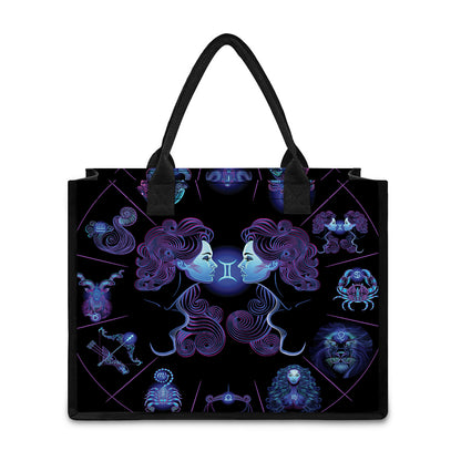 Gemini And Astrological Signs Print Canvas Tote Bag