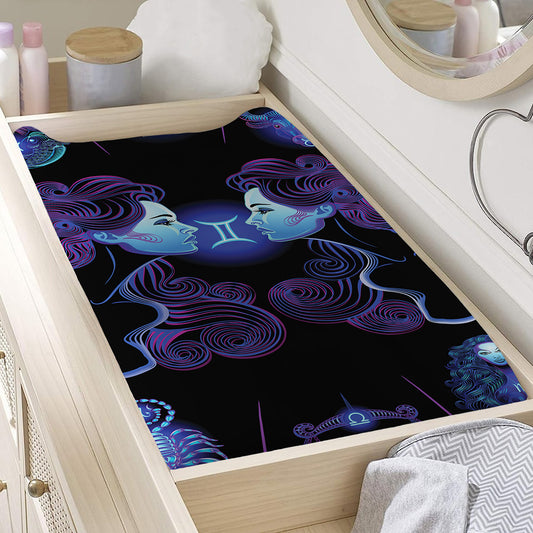 Gemini And Astrological Signs Print Changing Pad Cover