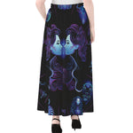 Gemini And Astrological Signs Print Chiffon Maxi Skirt