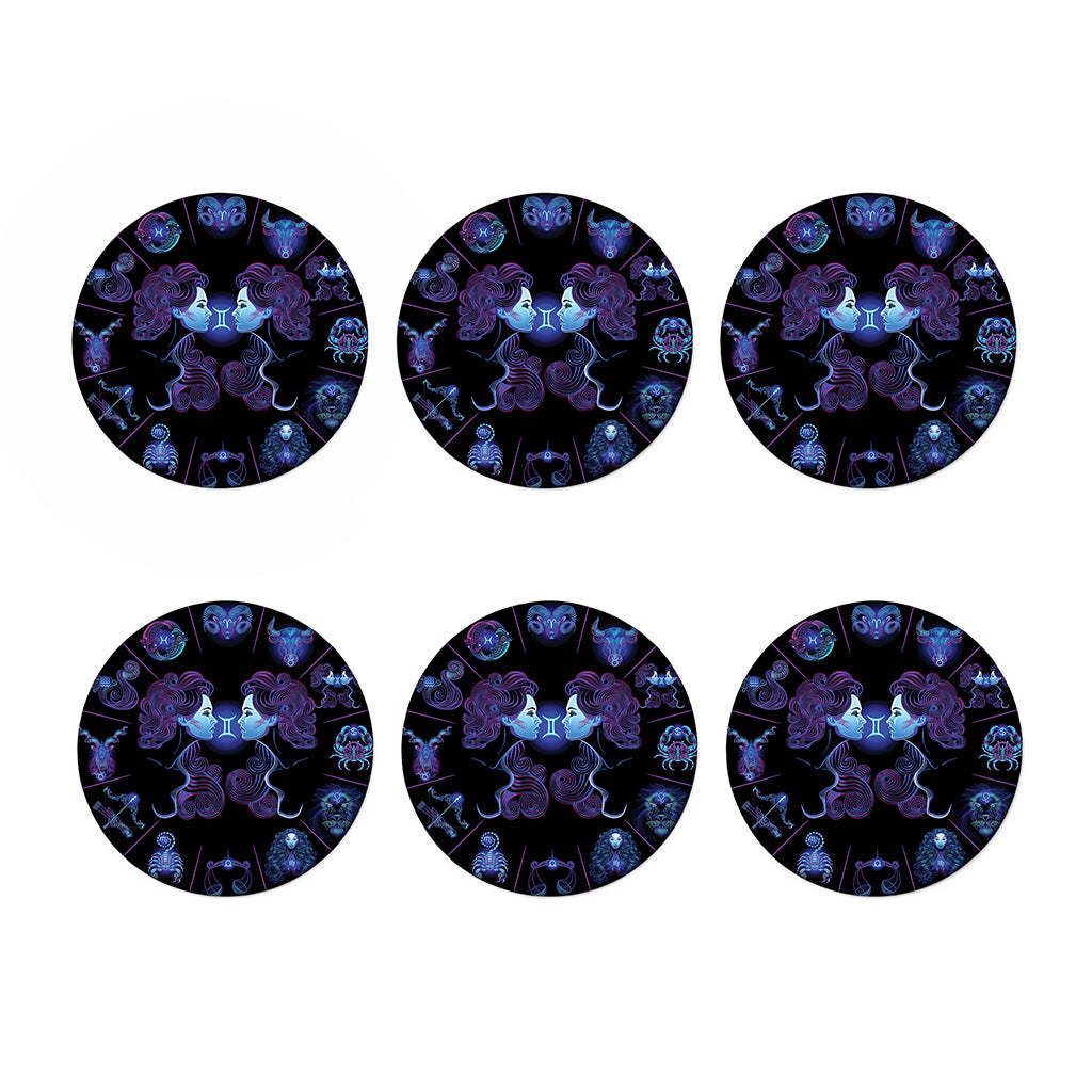 Gemini And Astrological Signs Print Coaster Set