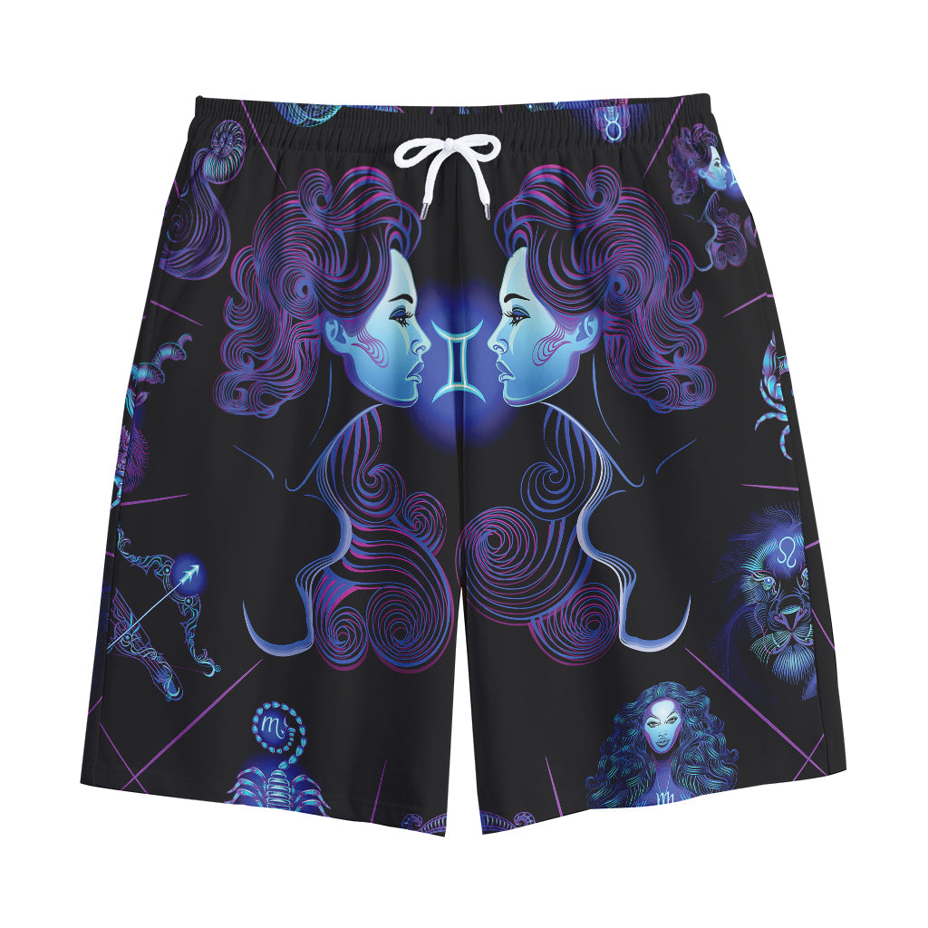 Gemini And Astrological Signs Print Cotton Shorts
