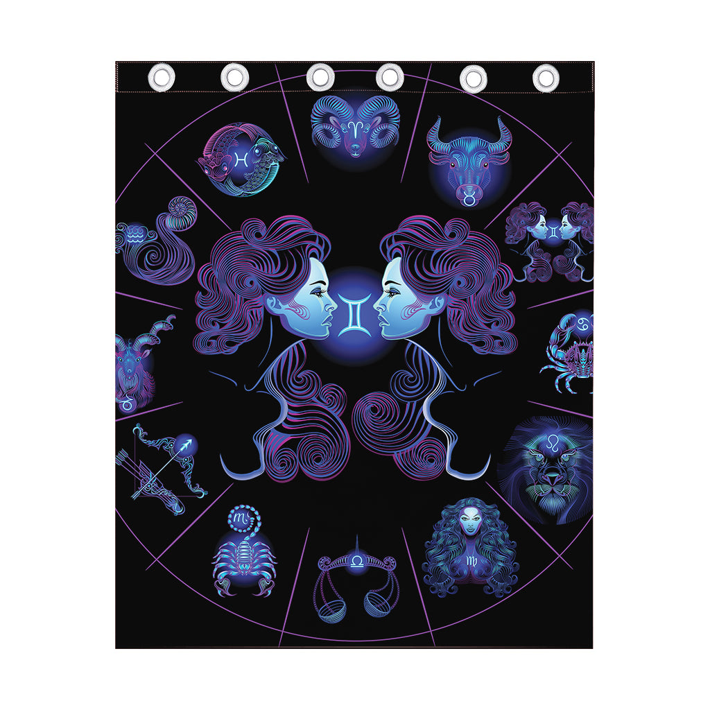 Gemini And Astrological Signs Print Curtain
