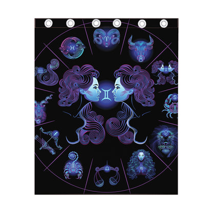 Gemini And Astrological Signs Print Curtain