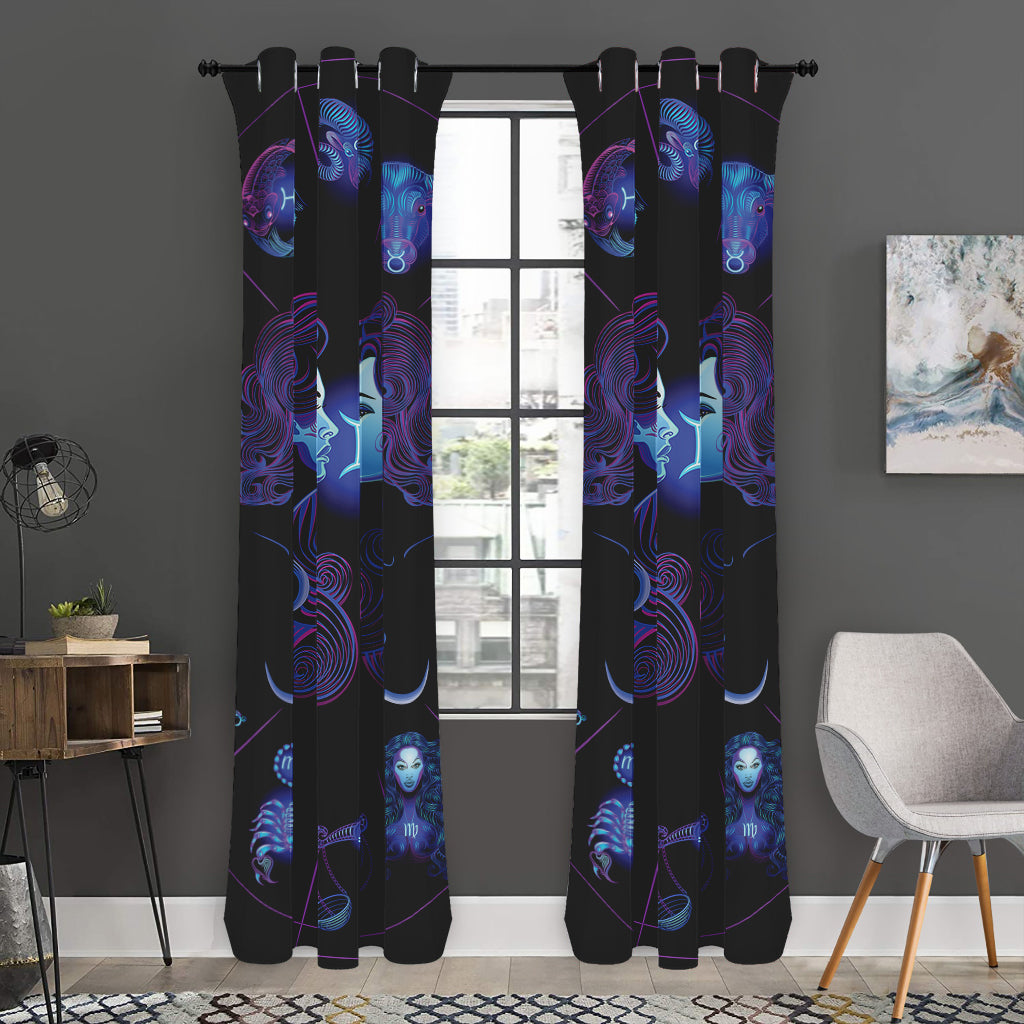 Gemini And Astrological Signs Print Curtain