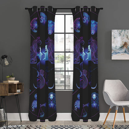 Gemini And Astrological Signs Print Curtain