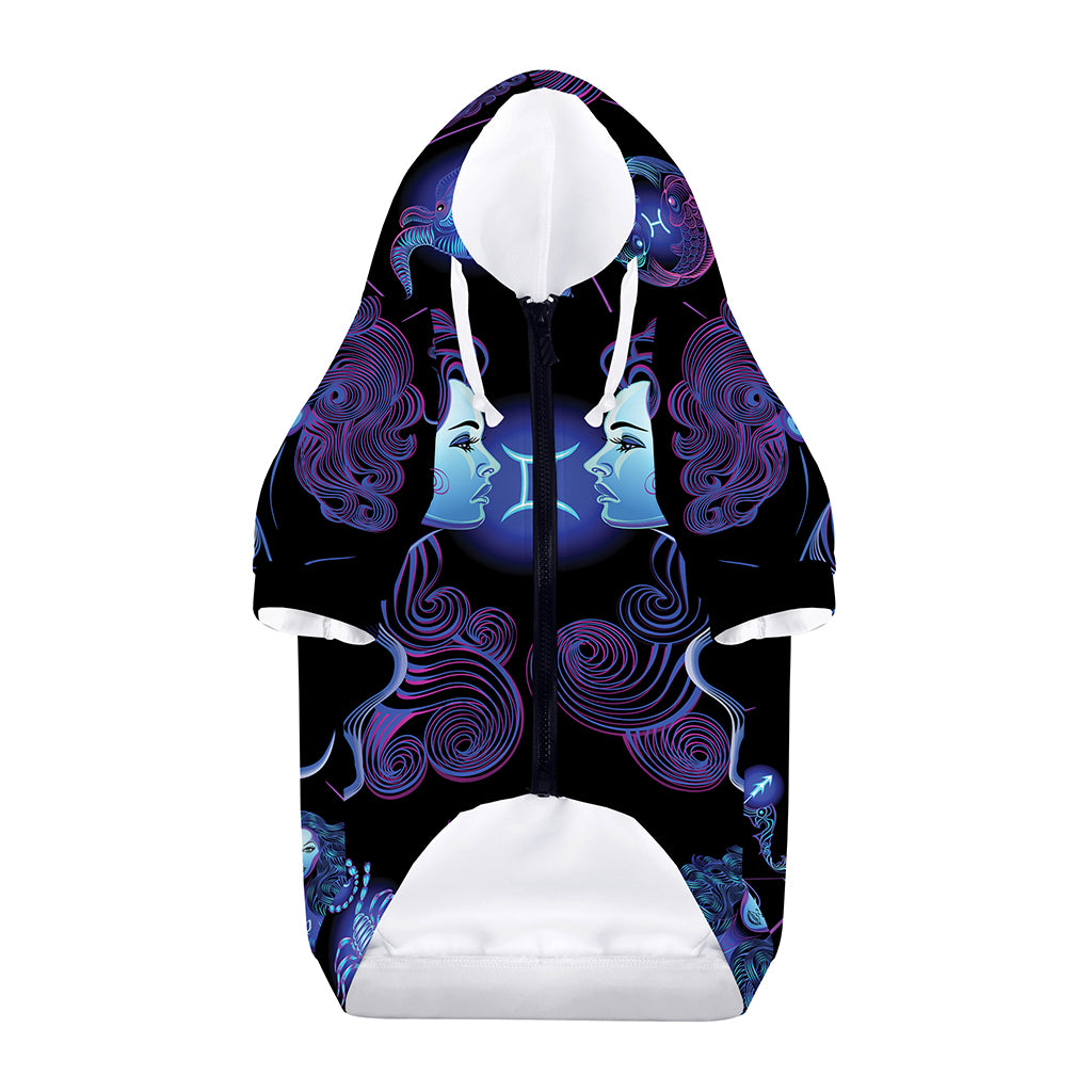 Gemini And Astrological Signs Print Dog Zip Up Hoodie