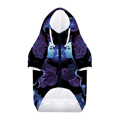 Gemini And Astrological Signs Print Dog Zip Up Hoodie
