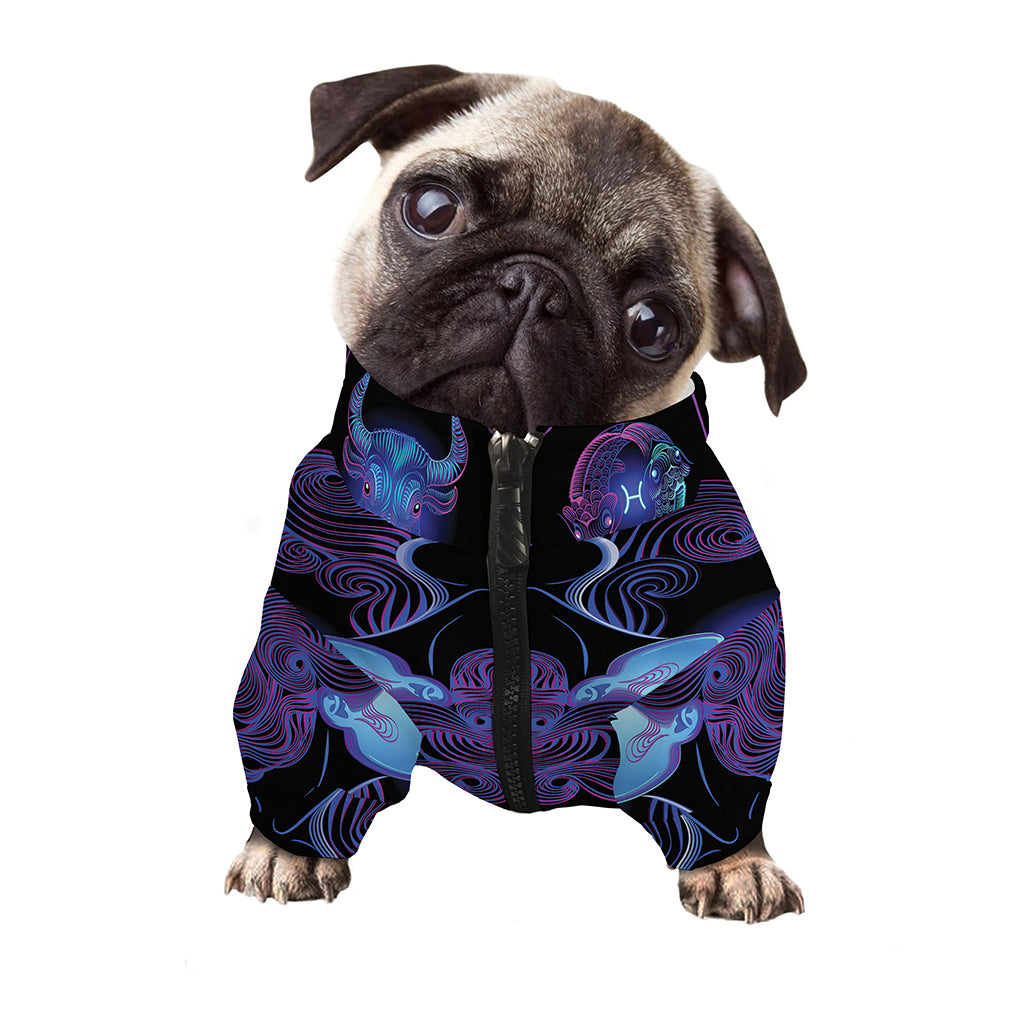 Gemini And Astrological Signs Print Dog Zip Up Jacket
