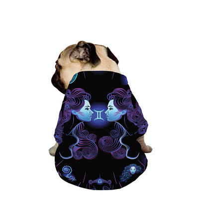 Gemini And Astrological Signs Print Dog Zip Up Jacket