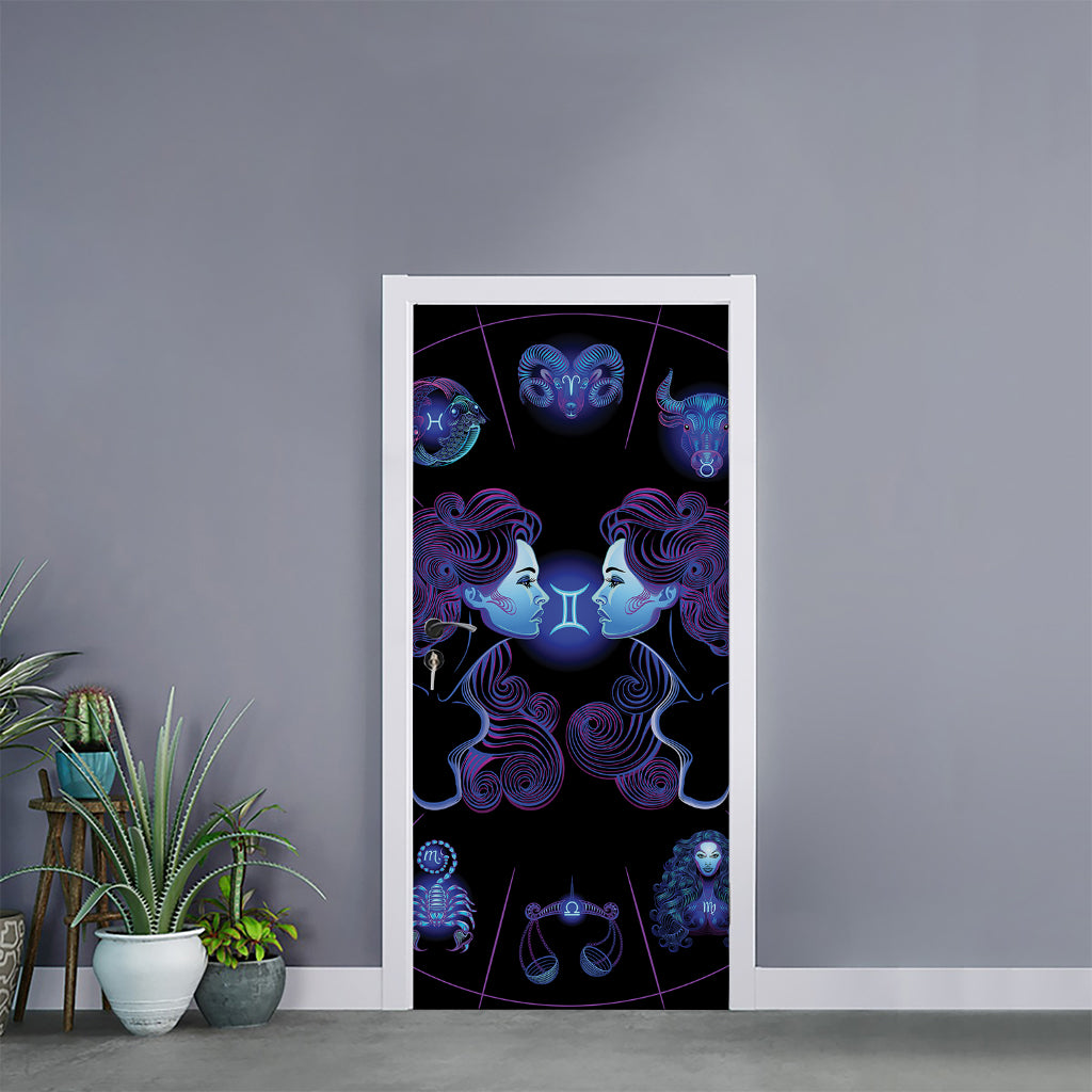 Gemini And Astrological Signs Print Door Sticker