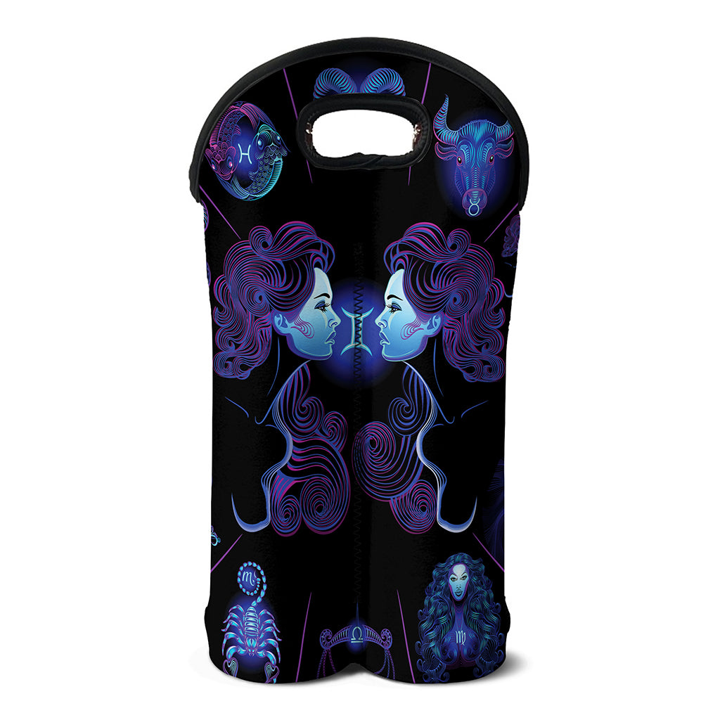 Gemini And Astrological Signs Print Double Neoprene Wine Tote
