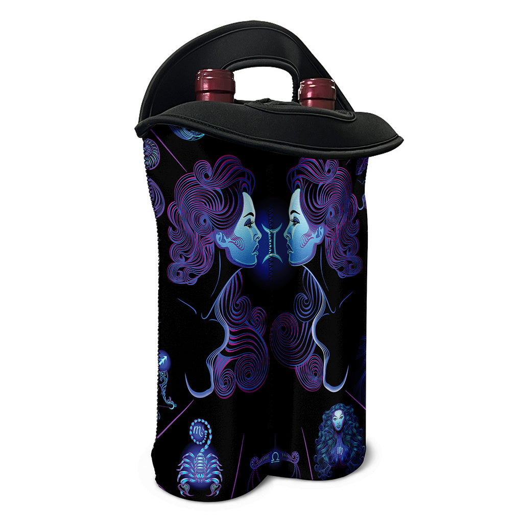 Gemini And Astrological Signs Print Double Neoprene Wine Tote