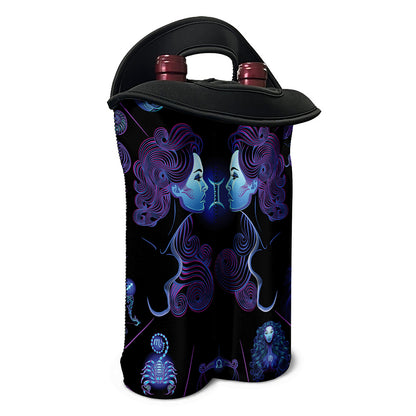 Gemini And Astrological Signs Print Double Neoprene Wine Tote