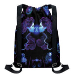 Gemini And Astrological Signs Print Drawstring Backpack