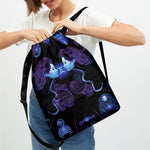 Gemini And Astrological Signs Print Drawstring Backpack