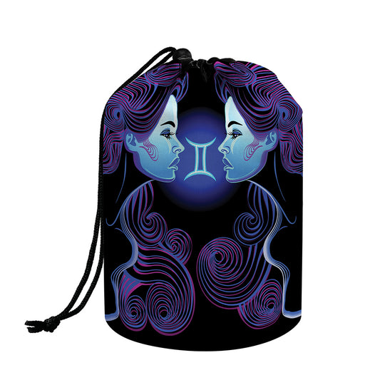 Gemini And Astrological Signs Print Drawstring Makeup Bag