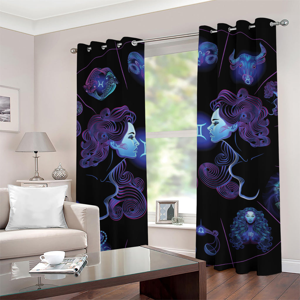 Gemini And Astrological Signs Print Grommet Curtains