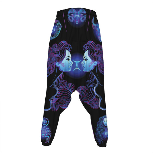 Gemini And Astrological Signs Print Hammer Pants