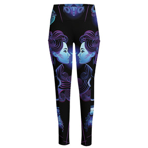 Gemini And Astrological Signs Print High-Waisted Pocket Leggings