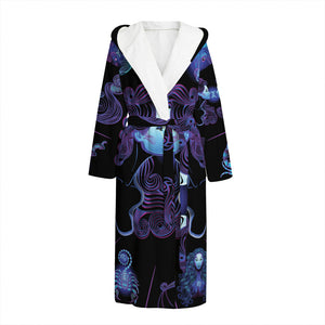 Gemini And Astrological Signs Print Hooded Bathrobe