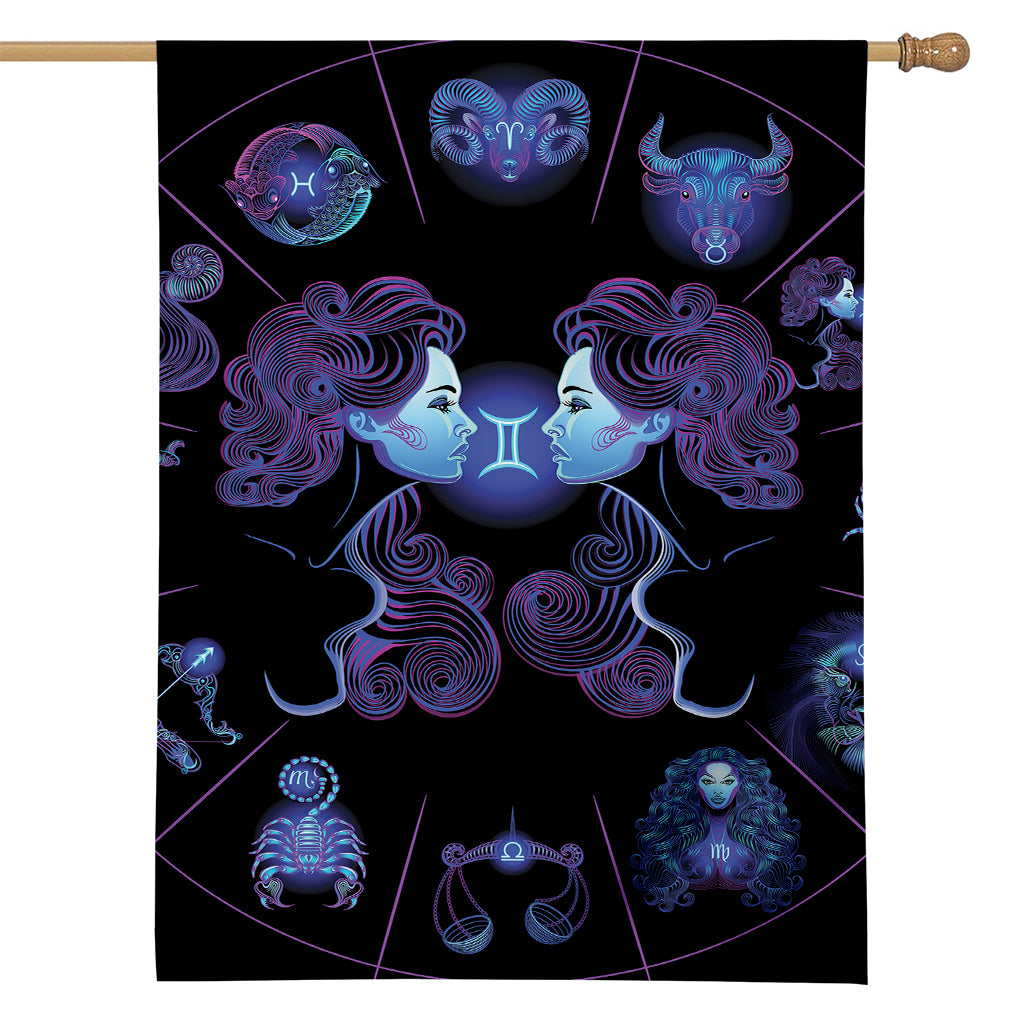 Gemini And Astrological Signs Print House Flag