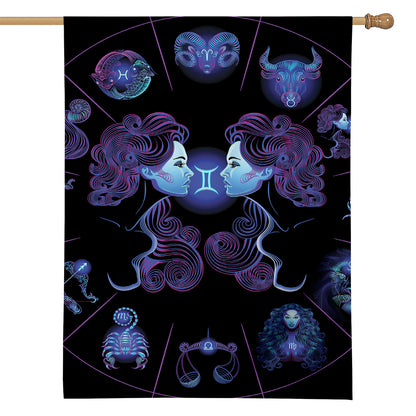 Gemini And Astrological Signs Print House Flag
