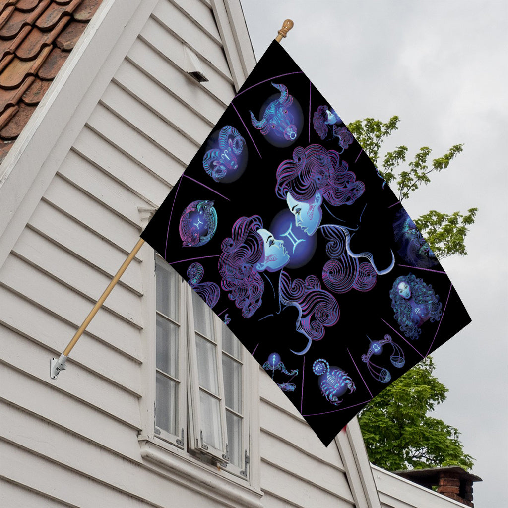 Gemini And Astrological Signs Print House Flag