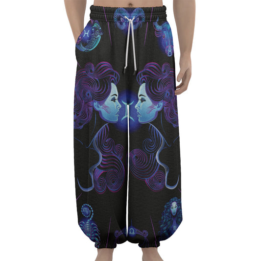 Gemini And Astrological Signs Print Lantern Pants