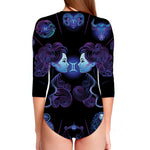 Gemini And Astrological Signs Print Long Sleeve Swimsuit