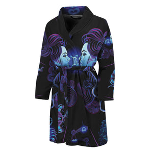 Gemini And Astrological Signs Print Men's Bathrobe