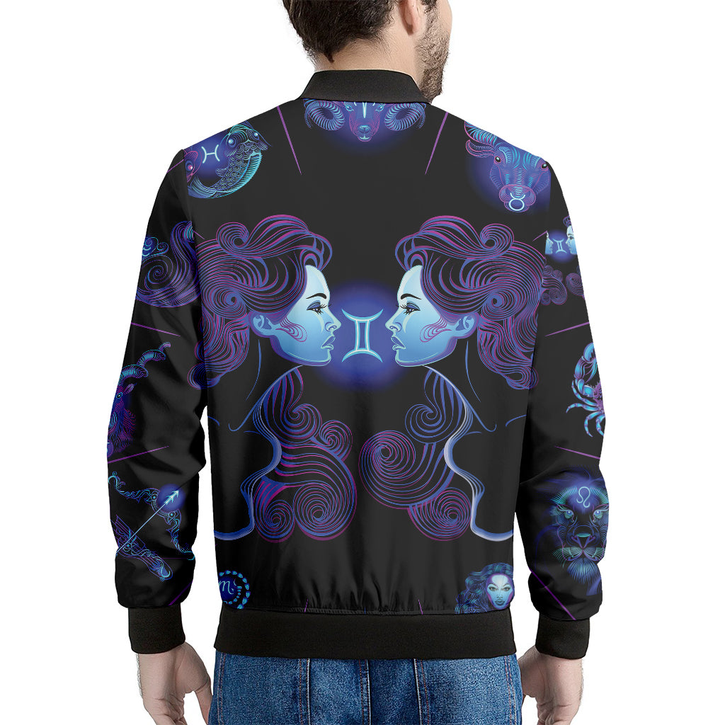 Gemini And Astrological Signs Print Men's Bomber Jacket