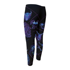 Gemini And Astrological Signs Print Men's Compression Pants