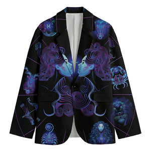 Gemini And Astrological Signs Print Men's Cotton Blazer